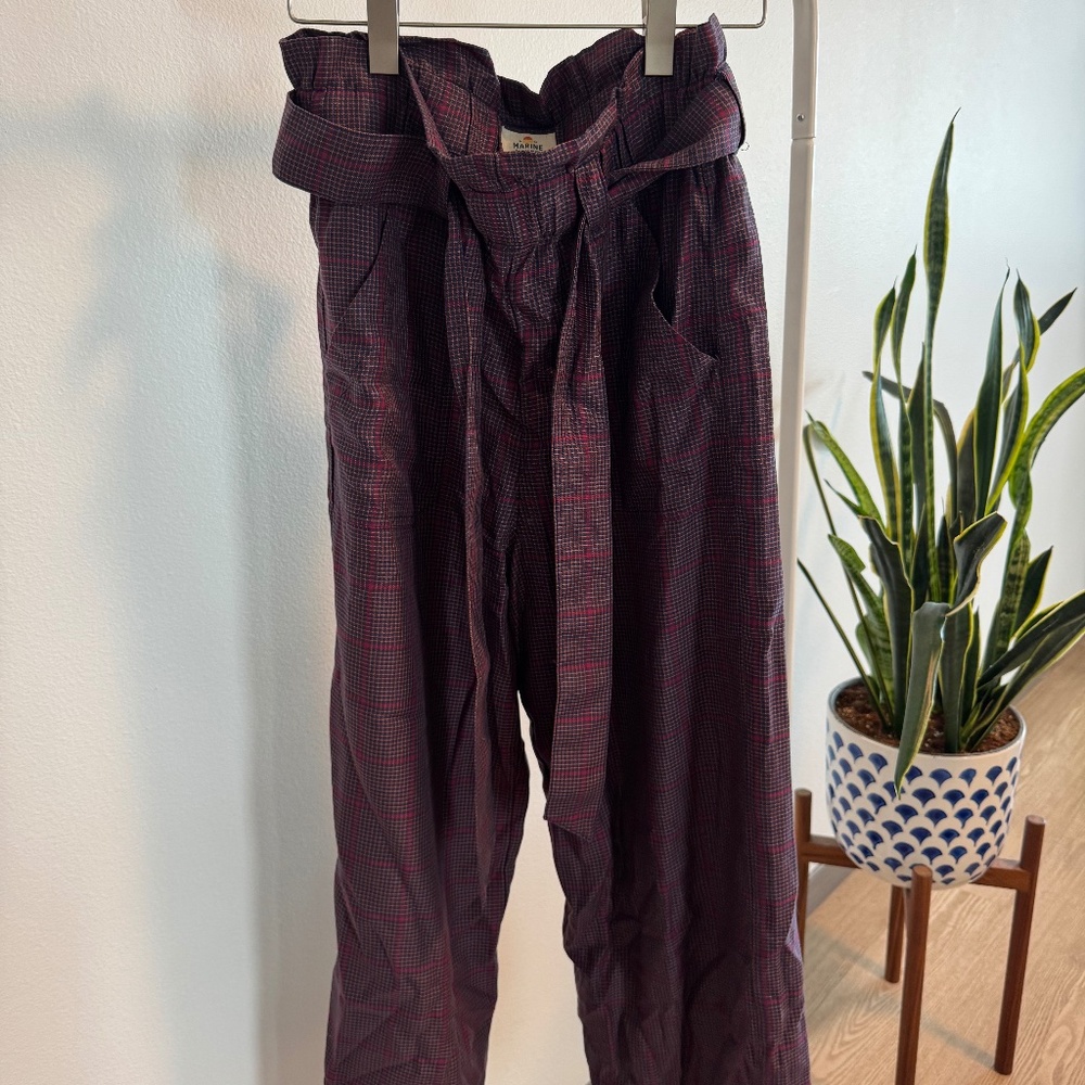 Marine Layer Plaid Paperbag Waist Pants